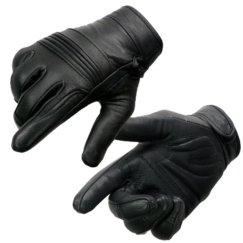 Effortless Looks Milwaukee Leather MG7736 Women's Black ‘Cool-Tec’ Leather Gel Palm Motorcycle Hand Gloves W/ Flex Knuckles