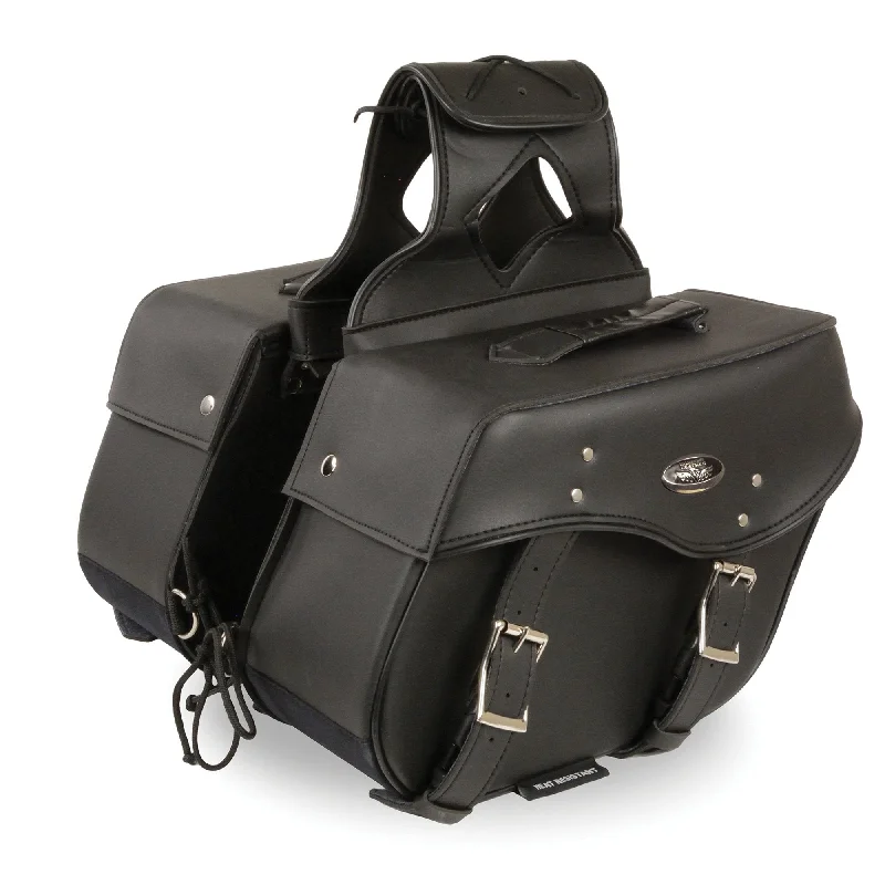 Minimal Style Milwaukee Leather SH55303ZB Black Medium Zip-Off PVC Throw Over Motorcycle Saddle Bag