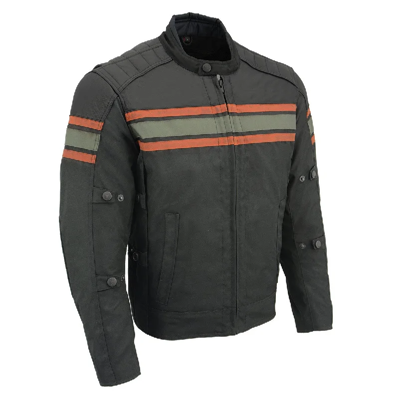 Celebrity Style Milwaukee Leather MPM1751 Burnt Orange Leather and Textile Armored Motorcycle Jacket for Men - All Season