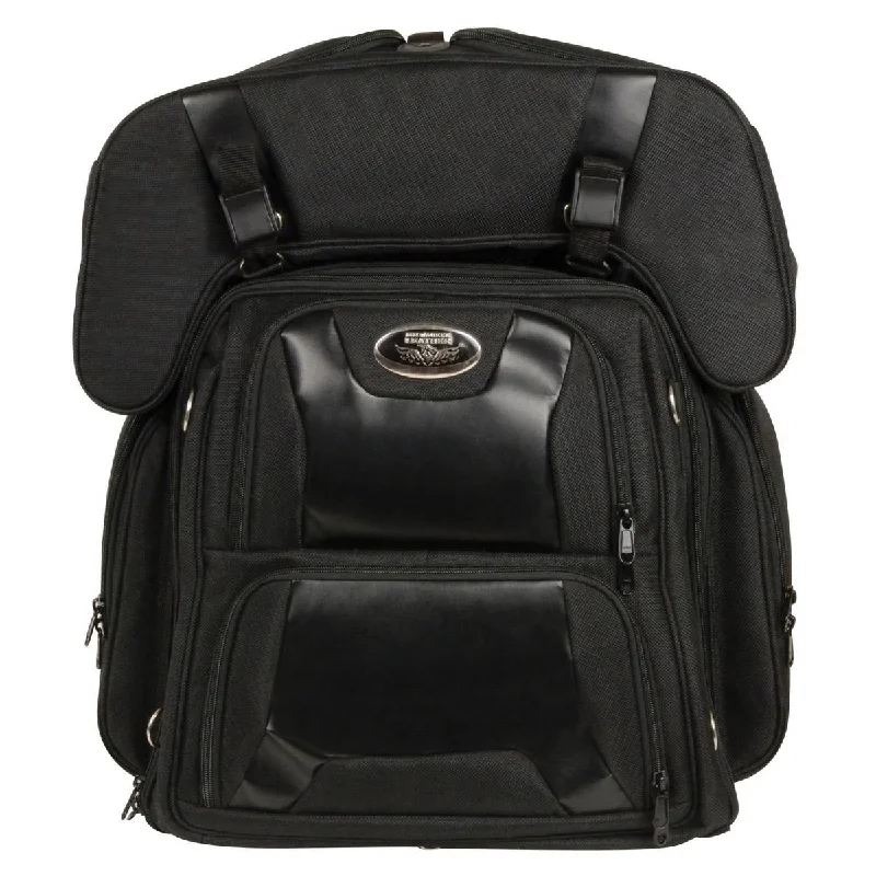 Noble Temperament Milwaukee Leather MP8125 Large Black Textile Combo 2-Piece Motorcycle Sissy Bar Bag