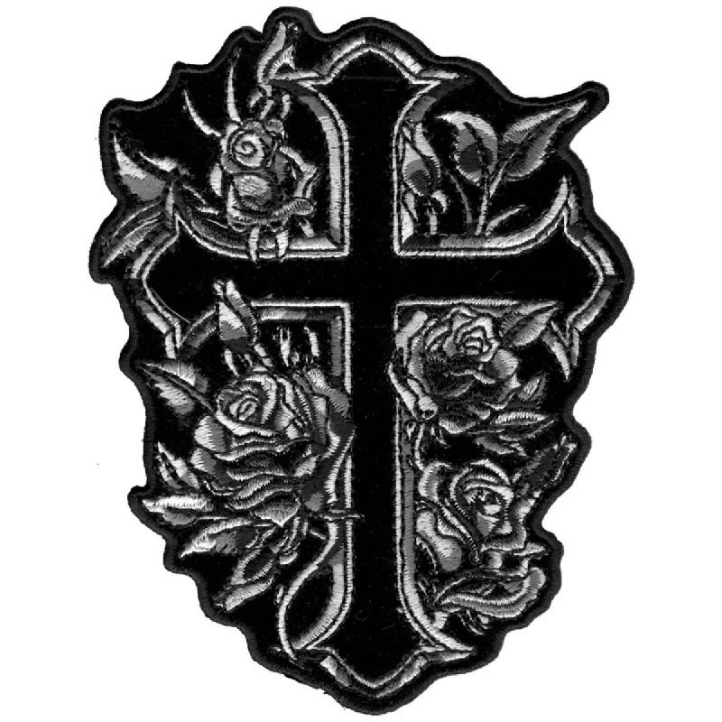 Cozy Shirts Hot Leathers PPA6661 Cross and Roses 4" x 5" Patch