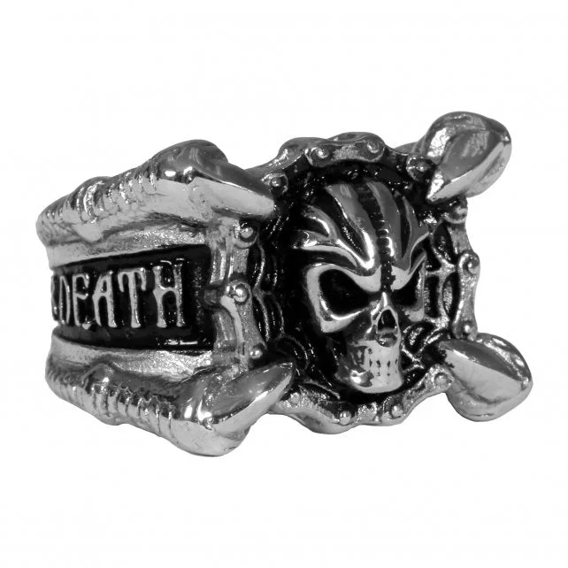 Soft Textures Hot Leathers JWR2125 Men's Freedom or Death Skull Stainless Steel Ring