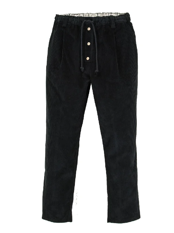 Comfy Dress Black Corduroy Cotton Trousers