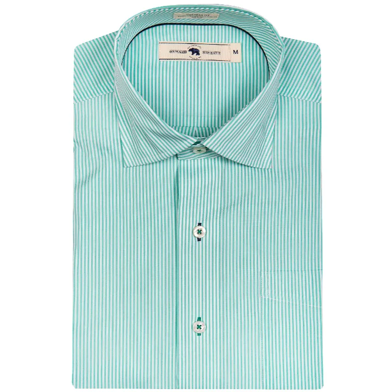 Denim Design Biscay/White Stripe Tailored Fit Spread Collar Shirt