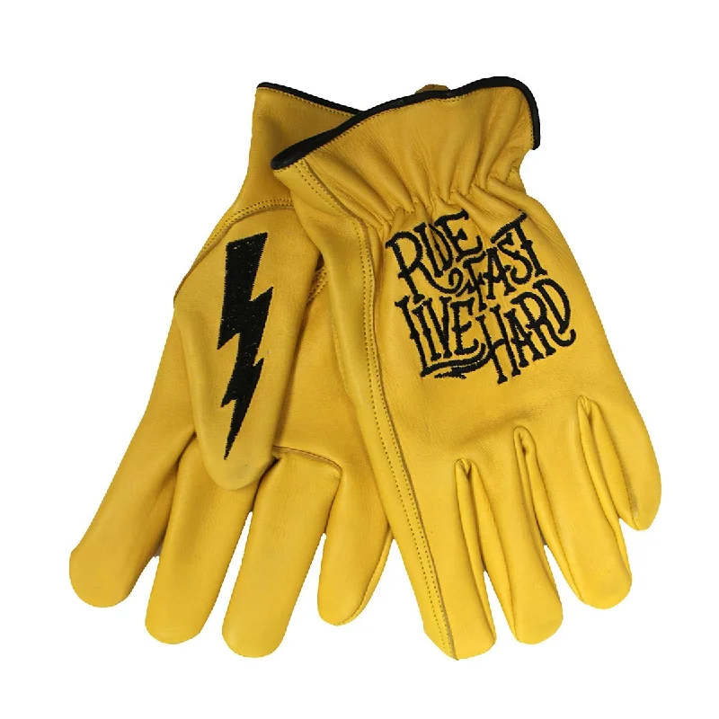 Relaxed Weekend Wear Hot Leathers GVD2001 Uni-Sex Gold 'Bolt' Deer Skin Leather Gloves