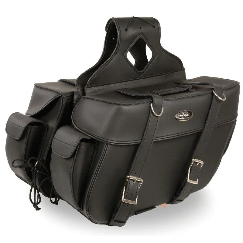 Trendy Comfort Wear Milwaukee Leather SH57401ZB Black Large Zip-Off PVC Throw Over Motorcycle Saddlebags