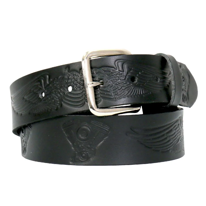 Relaxed Jackets Hot Leathers BLA1126 Wings and Motors Embossed Leather Belt