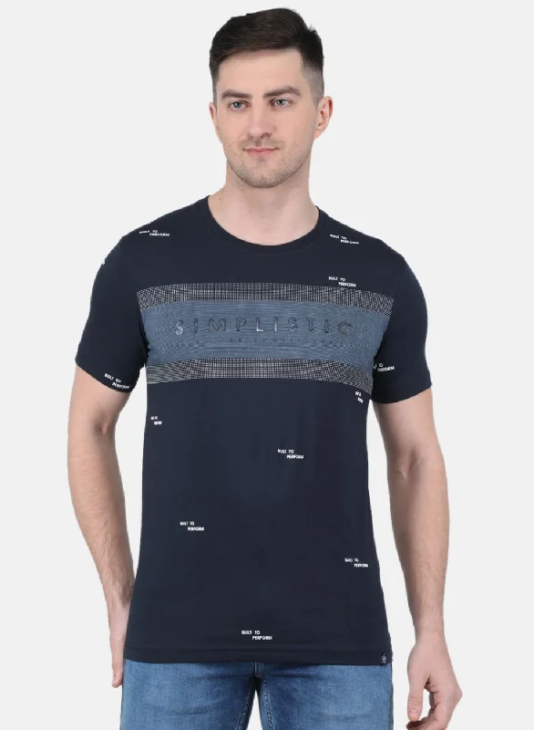 Tropical Style Men NAvy Blue Printed T-Shirt