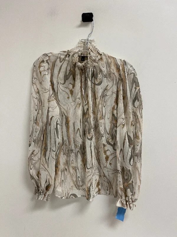 Comfortable Fashion Looks Top Long Sleeve By Banana Republic In Cream, Size: S