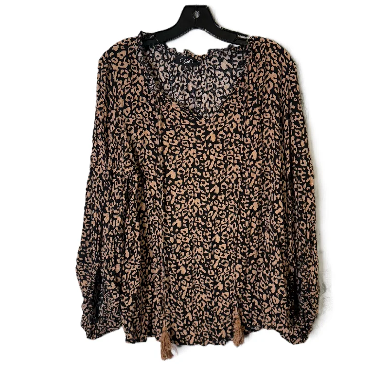 Fashionable Items Top Long Sleeve By Gigio In Animal Print, Size: L