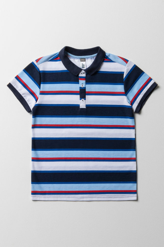 Mid-length Style Stripe Golfer Blue