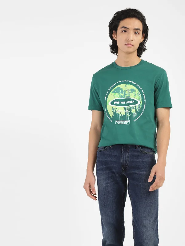 Elegant Style Men's Green Crew Neck T-Shirt