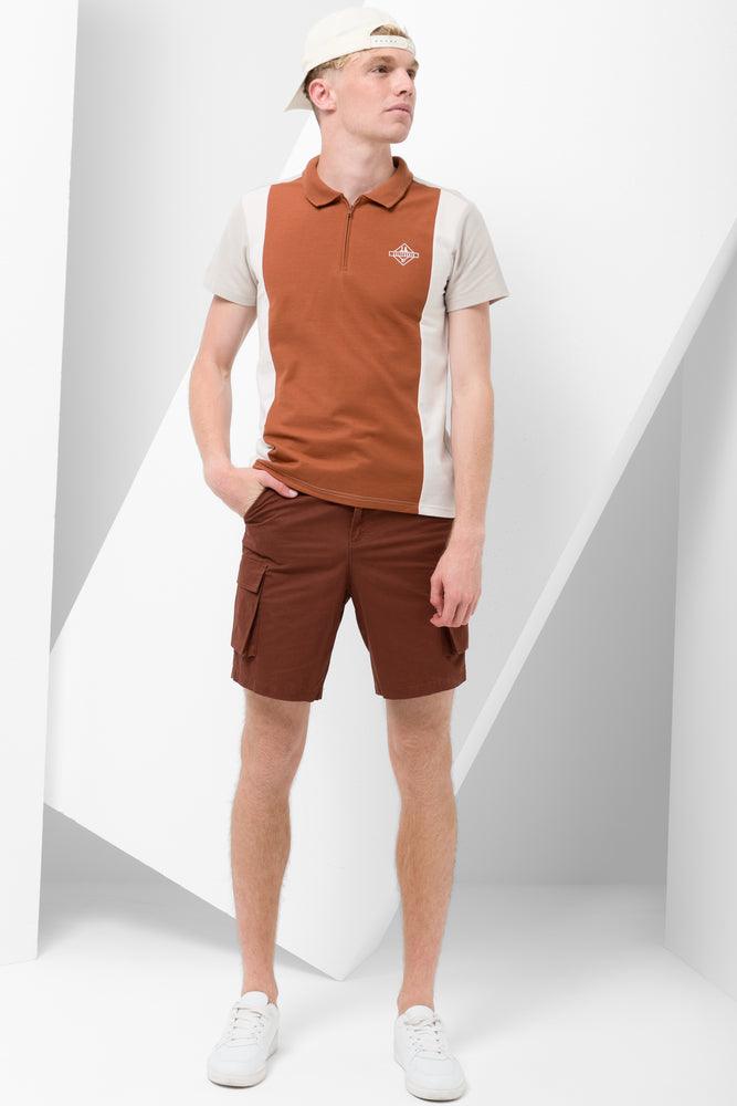Smart Comfort Wear Stripe Short Sleeve Golfer Brown