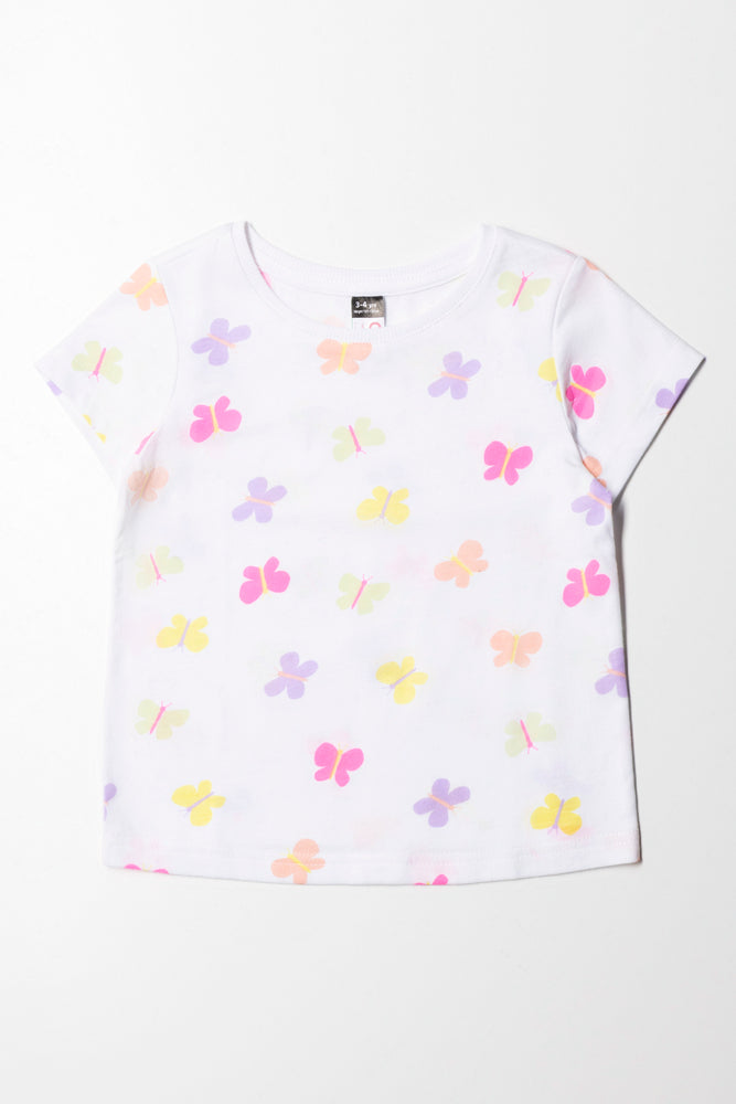 Trendy Layers Butterfly Printed T-Shirt White Multi