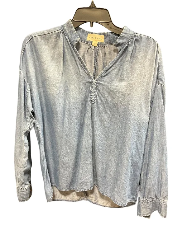 Casual Comfort Wear Top Long Sleeve By Cloth & Stone In Blue Denim, Size: Xs