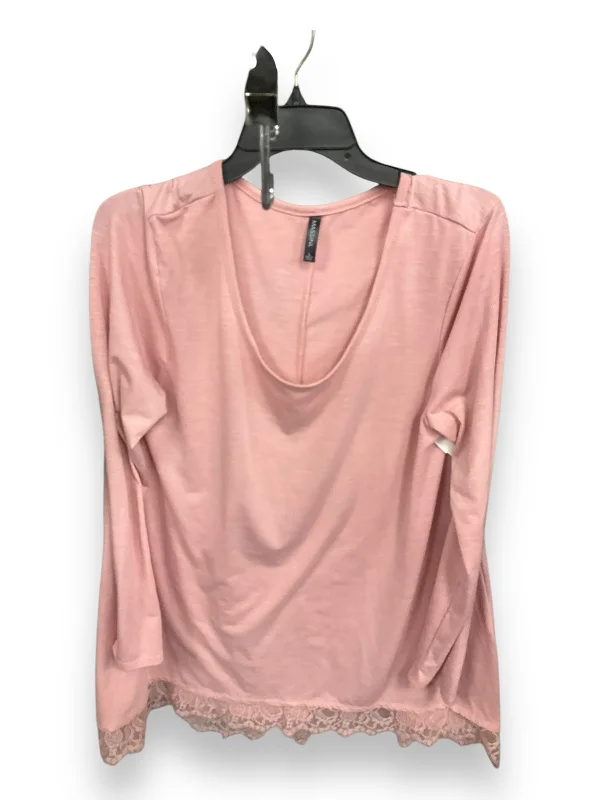 Comfy Dress Top Long Sleeve By Massini In Peach, Size: L