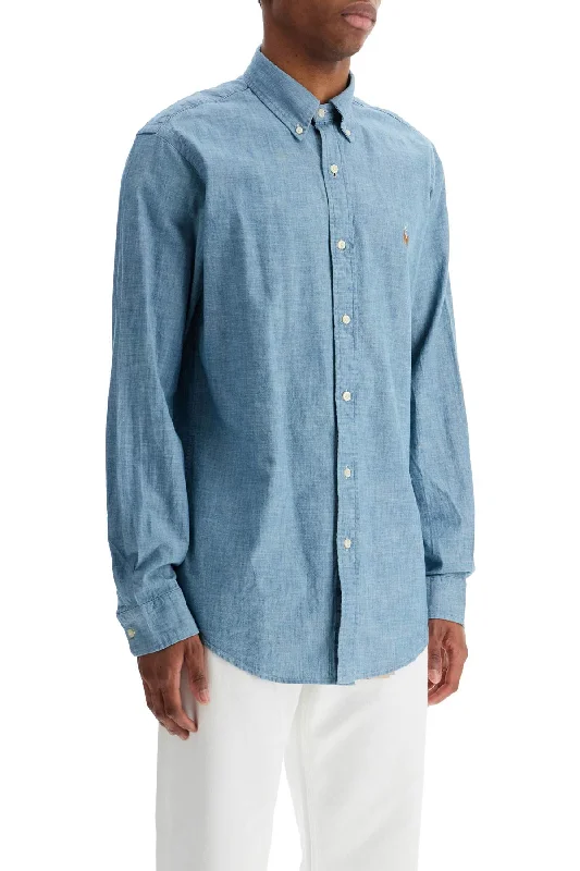 Light Dressing Polo Ralph Lauren Custom Fit Shirt In Chambray