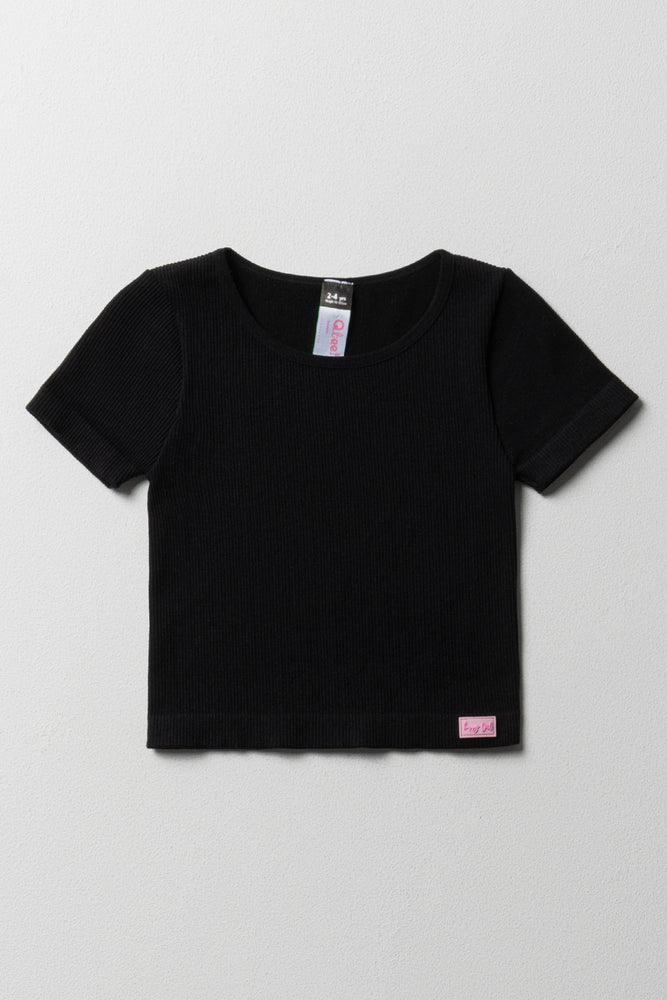 Stylish Ease Seamless Short Sleeve T-Shirt Black