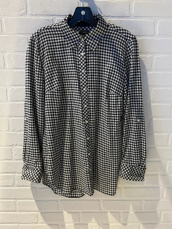 High Street Fashion Top Long Sleeve By Talbots In Black & White, Size: S