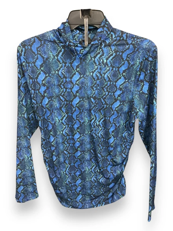 Comfortable Dresses Top Long Sleeve By Boston Proper In Blue & Green, Size: L