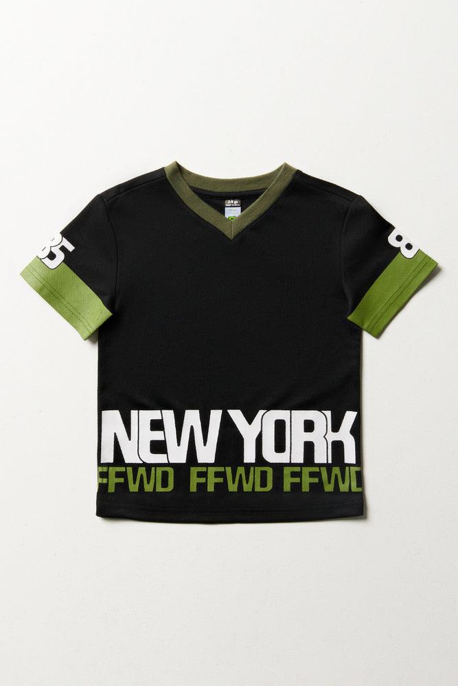 Elegant Design Baseball Short Sleeve T-Shirt Black