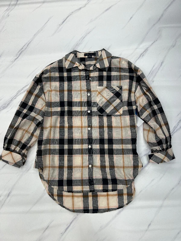 Breezy Style Top Long Sleeve By Sanctuary In Plaid Pattern, Size: Xs