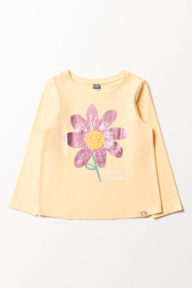 Relaxed Fits Flower Long Sleeve T-Shirt Yellow
