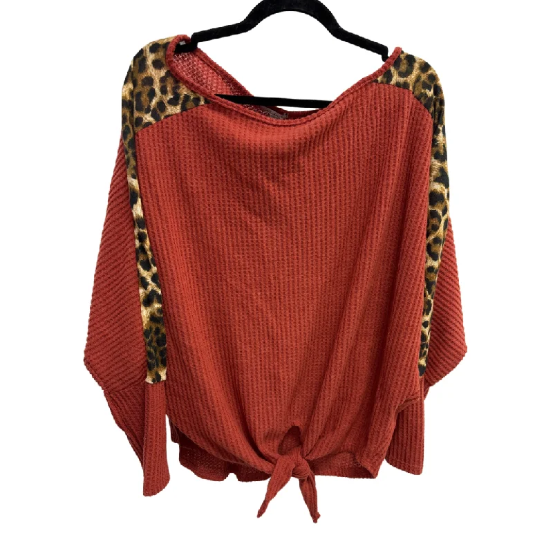 Soft Textures Top Long Sleeve Basic By White Birch In Orange, Size: M