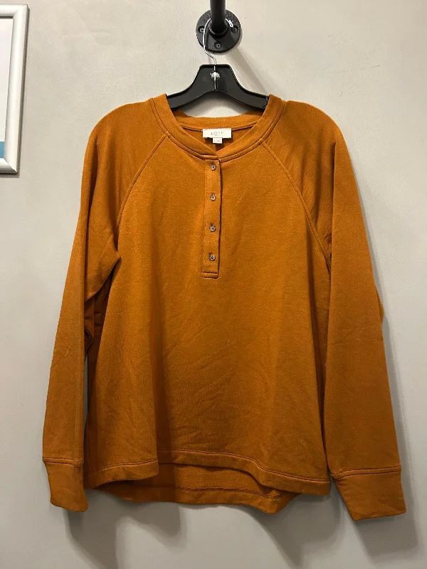 Cute Design Top Long Sleeve By Loft In Orange, Size: S