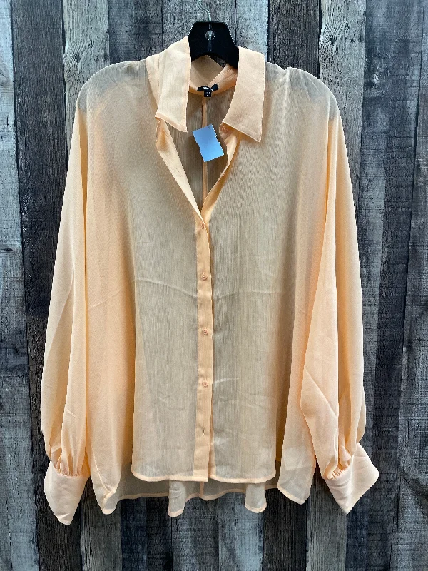 British Style Top Long Sleeve By Express In Peach, Size: Xl