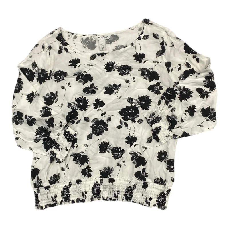Sports Design Top Long Sleeve By White House Black Market In Black & White, Size: L