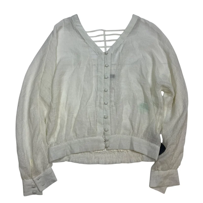British Fashion Top Long Sleeve By Pearl In Cream, Size: L