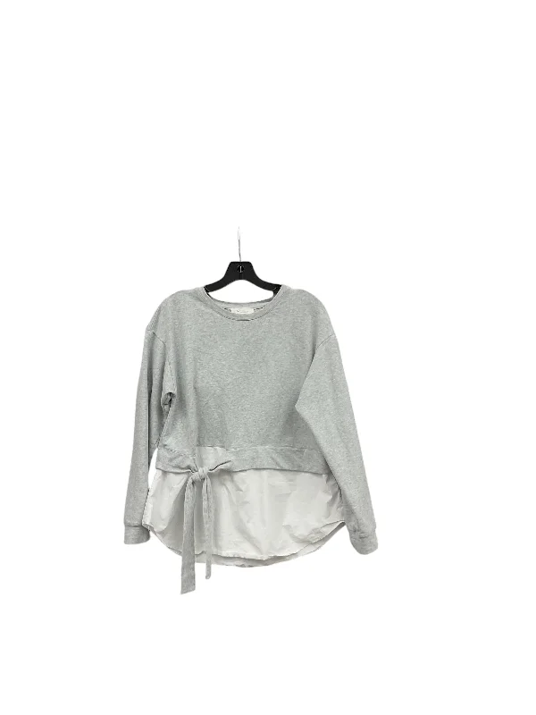 Classic Series Top Long Sleeve By Vince Camuto In Grey & White, Size: M