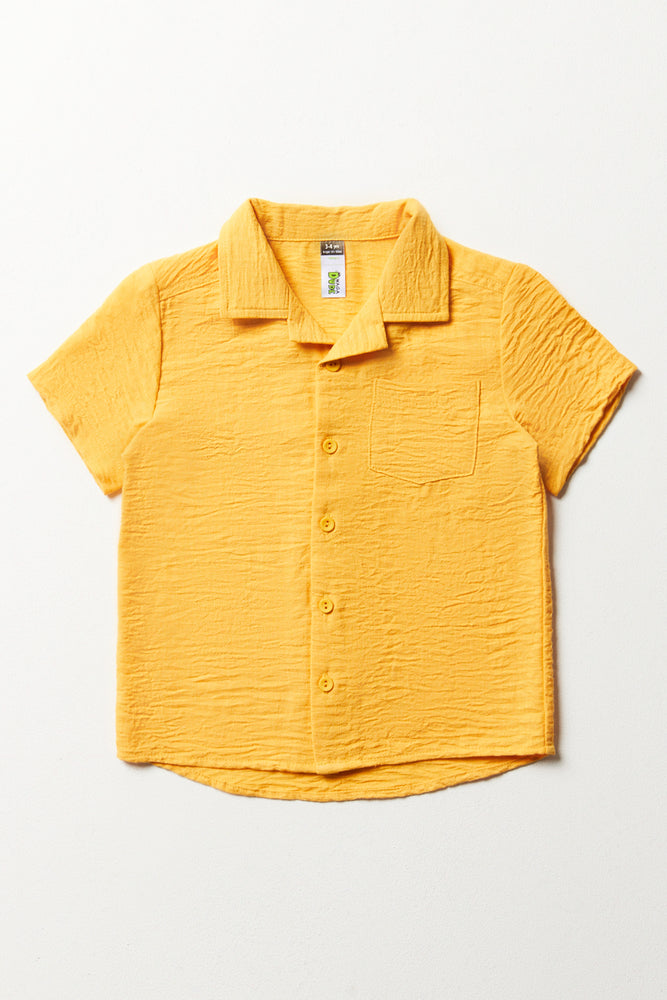 Soft Fabric Looks Short Sleeve Resort Shirt Yellow