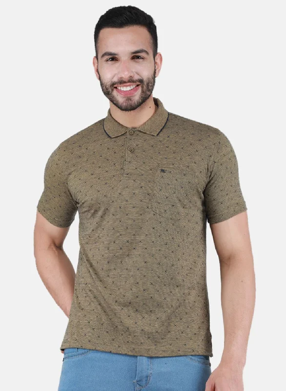 Warm Chic Outfits Men Mustard Printed T-Shirt