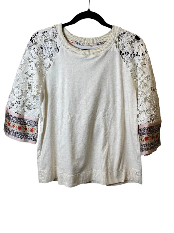 Noble And Elegant Top 3/4 Sleeve By Mystree In White, Size: S