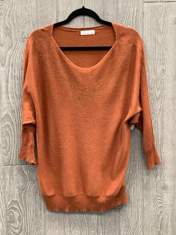 Designer Style Top Long Sleeve By 89th And Madison In Orange, Size: Xl