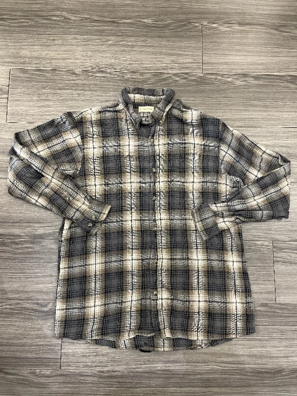Breathable Style Top Long Sleeve By Clothes Mentor In Plaid Pattern, Size: L