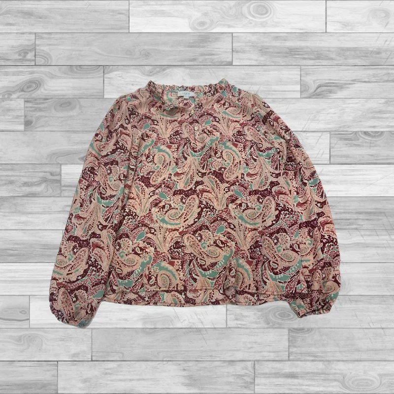 Feminine Charm Top Long Sleeve By Loft In Multi-colored, Size: S
