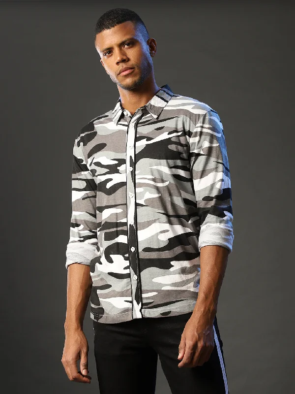 Feminine Charm Campus Sutra Men Camouflage Full Sleeve Casual Shirts