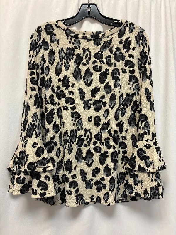 Luxury Classic Top Long Sleeve By Jodifl In Animal Print, Size: M