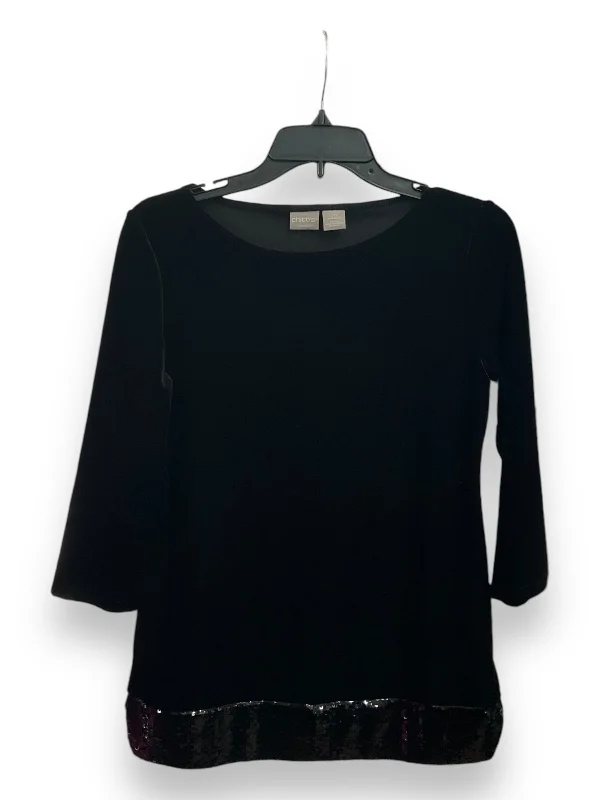 Sports Trend Top Long Sleeve Basic By Chicos In Black, Size: Xs