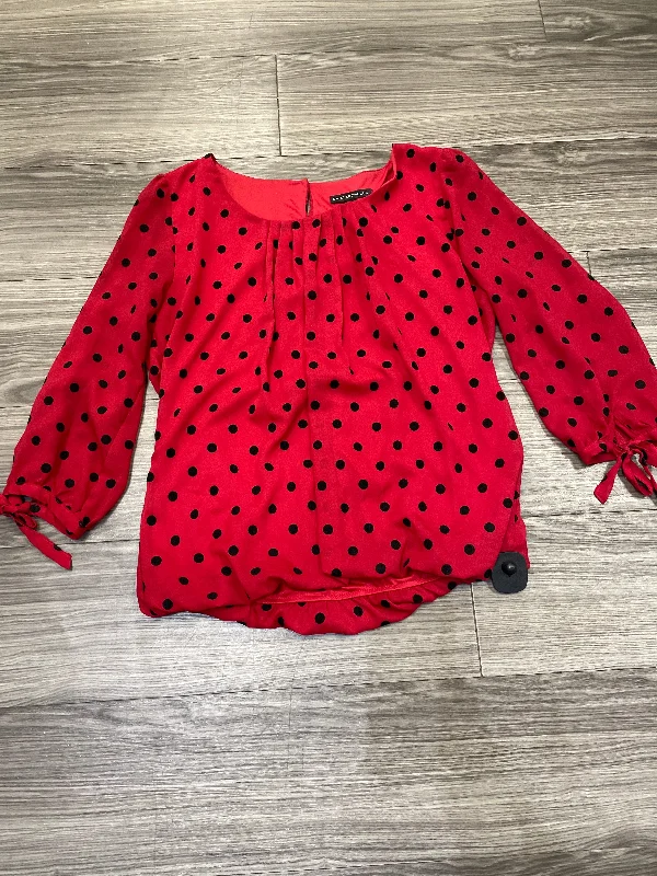 Relaxed Fit Top Long Sleeve By Clothes Mentor In Polkadot Pattern, Size: L