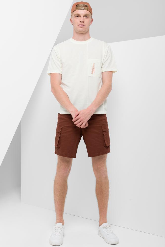 Cute Style Pocket Short Sleeve T-Shirt Cream