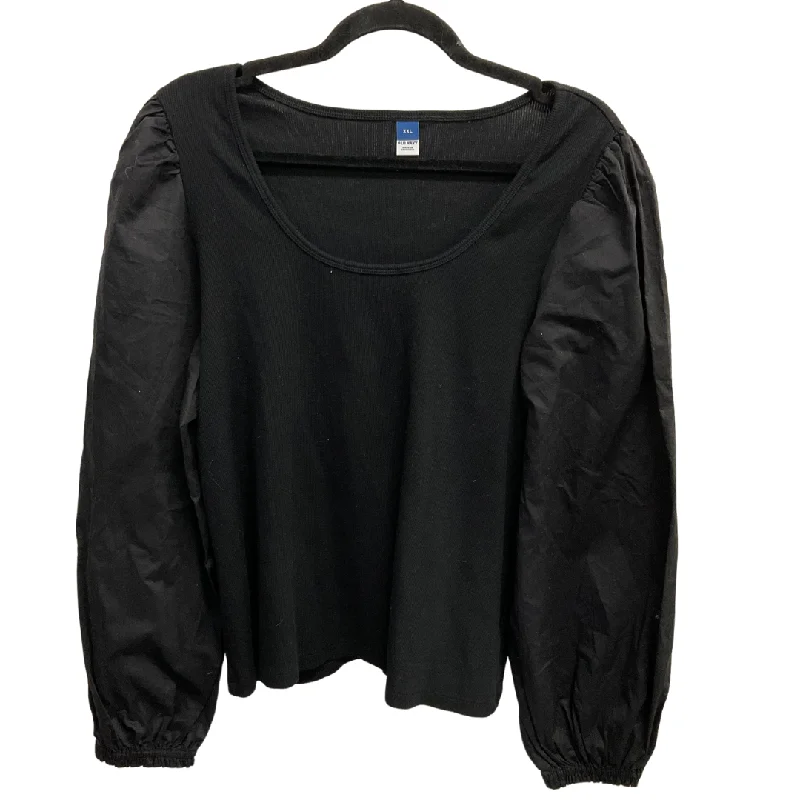 Relaxed Fashion Top Long Sleeve By Old Navy In Black, Size: Xxl