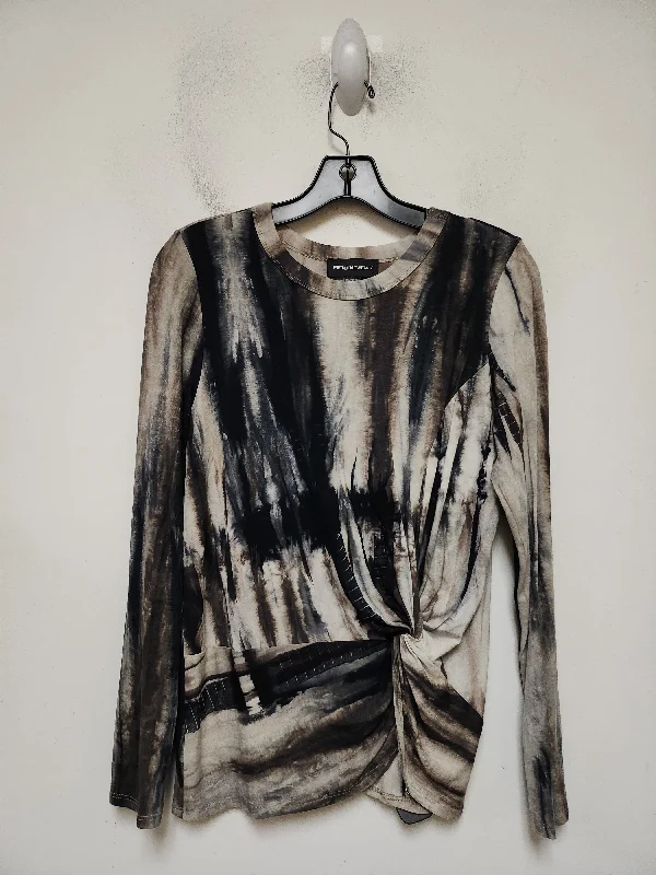 Simple Elegance Top Long Sleeve Basic By Fifteen Twenty In Black & Tan, Size: S