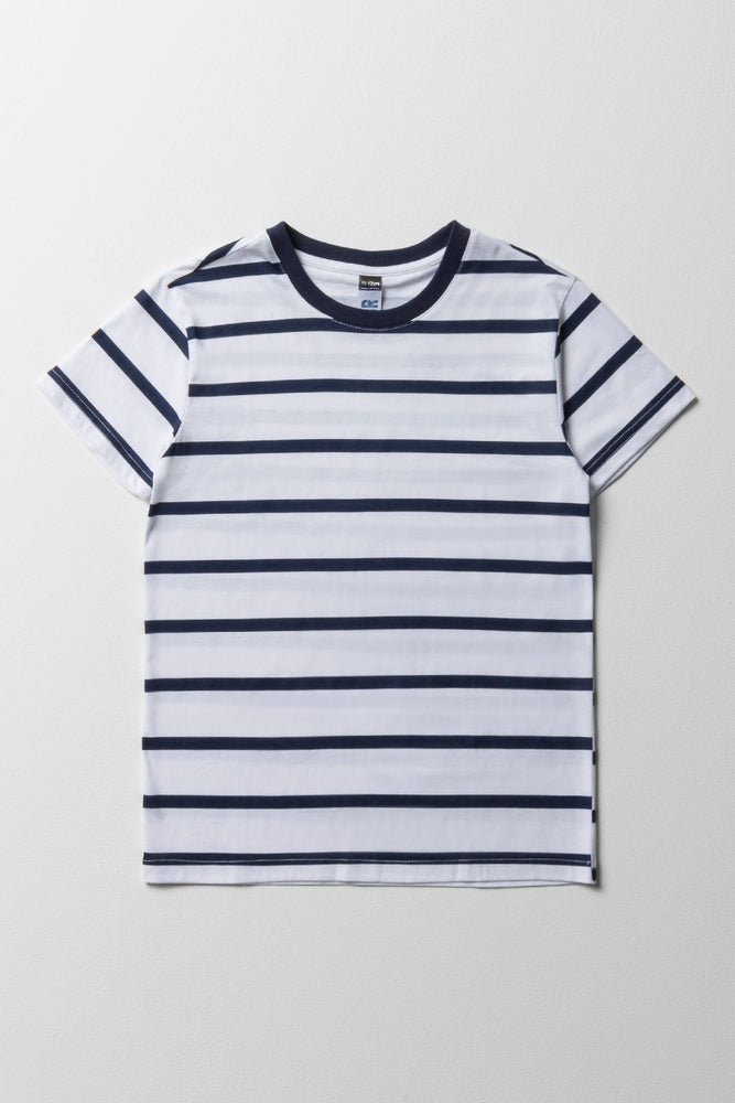 High-end Design Stripe Short Sleeve T-Shirt White