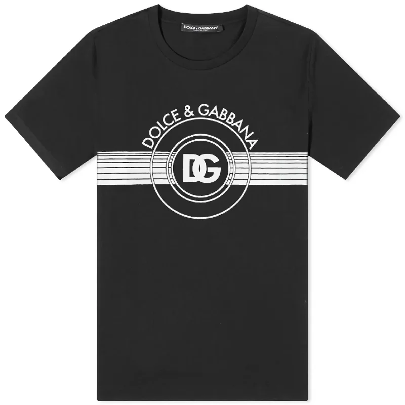 Chic Outfits Dolce & Gabbana Men's Crew Neck Interlocking Logo T-Shirt, Black