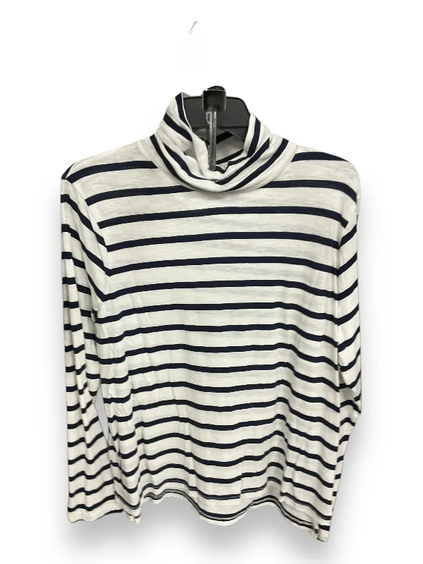 Comfortable Jeans Top Long Sleeve By Madewell In Blue & White, Size: Xxl