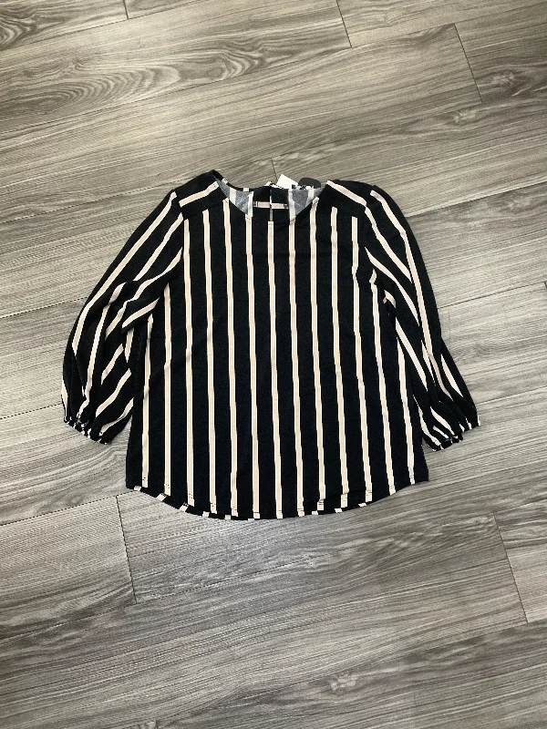 Luxury Temperament Top Long Sleeve By Adrianna Papell In Striped Pattern, Size: M